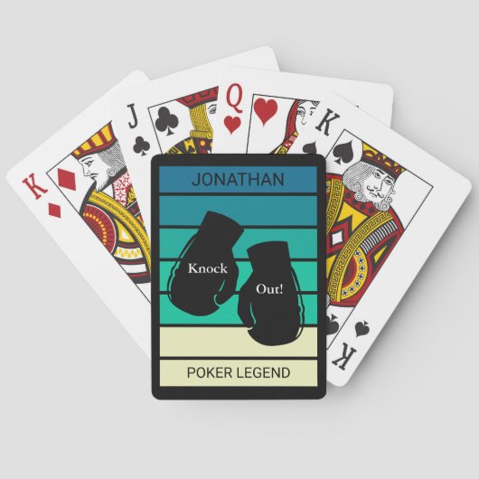 ノックアウトトランプのポーカー凡例ボクシング手袋モノグラム名 トランプ (裏面)