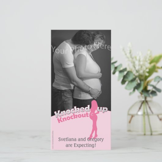 ノックアップノックアウト赤ちゃんシャワーお母さん 案内状 (スタンド正面)