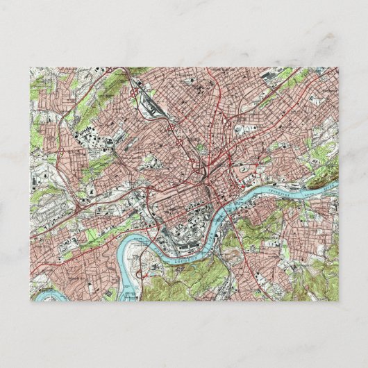 ノックスビル・テネシーの地図（1978年） ポストカード (正面)