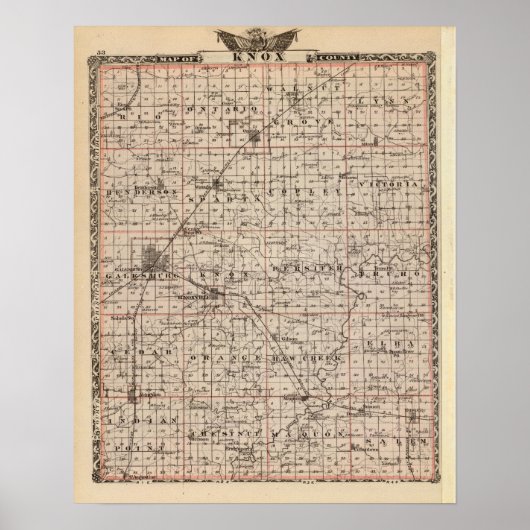 ノックス郡の地図 ポスター (正面)