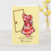 ノックノックの冗談のSunbonnetの誕生日の挨拶状 カード (黄色い花)