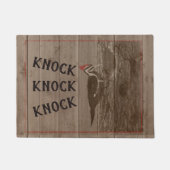 ノックノックウッドランドウッドペッカーバード素朴自然 ドアマット (正面)