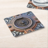 ノックノックノックライオンヘッドコースター スクエアペーパーコースター (アングル)