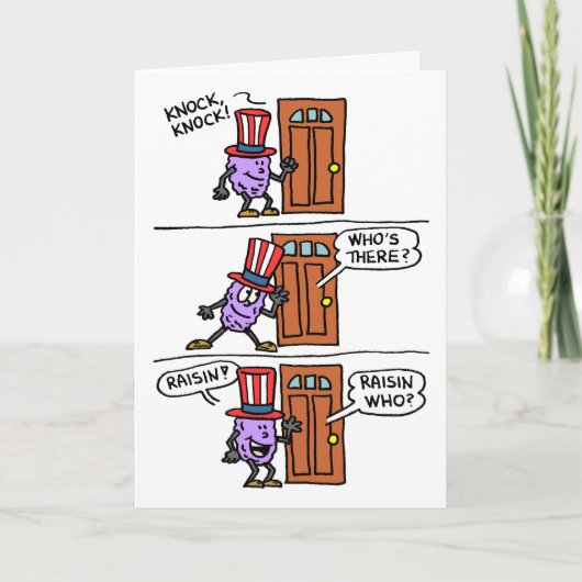 ノックノックレーズン国旗の退役軍人日 カード (正面)