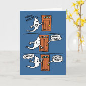 ノック・ハロウィーン・アニメ幽霊の子どもたちの挨拶 カード (黄色い花)