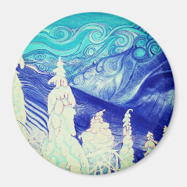 ノッチに向かう冬の木々 マグネット