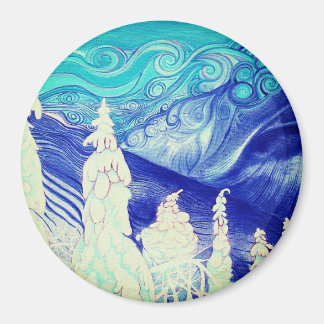 ノッチに向かう冬の木々 マグネット