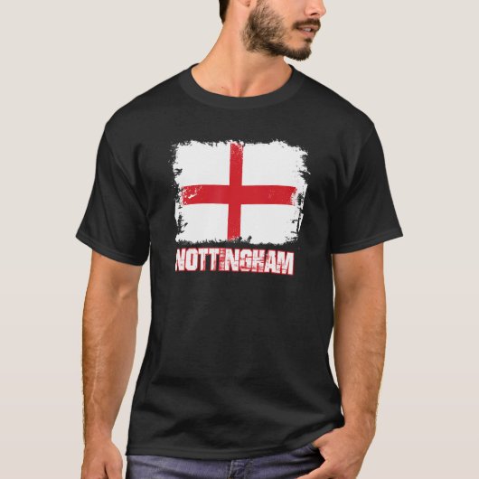 ノッチンガム・イングランドUKイギリス国旗ノッチンガム国旗 Tシャツ (正面)