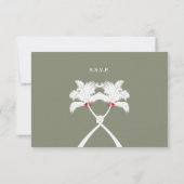 ノッテッドパームツリーズレッドラブトロピカルビーチ結婚式 出欠カード (裏面)