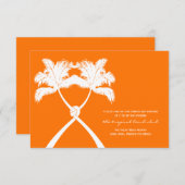 ノッテッドパームツリートロピカルウェディングレセプションカード 招待状 (正面/裏面)