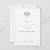 ノッテッドパームツリートロピカルウェディングレセプションカード 招待状 (正面)