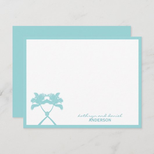 ノッテッドパームツリートロピカルデスティネーションウェディング サンキューカード (正面/裏面)