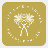 ノッテッドパームツリートロピカルデスティネーションウェディング スクエアシール (正面)