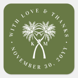 ノッテッドパームツリートロピカルデスティネーションウェディング スクエアシール