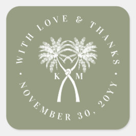 ノッテッドパームツリートロピカルデスティネーションウェディング スクエアシール