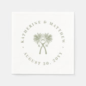 ノッテッドパームツリートロピカルデスティネーションウェディング スタンダードカクテルナプキン (正面)