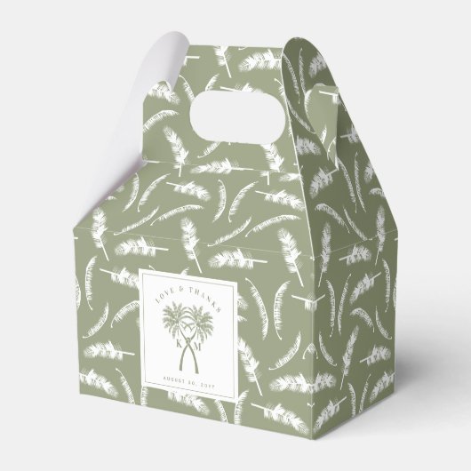 ノッテッドパームツリートロピカルデスティネーションウェディング フェイバーボックス (正面サイド)
