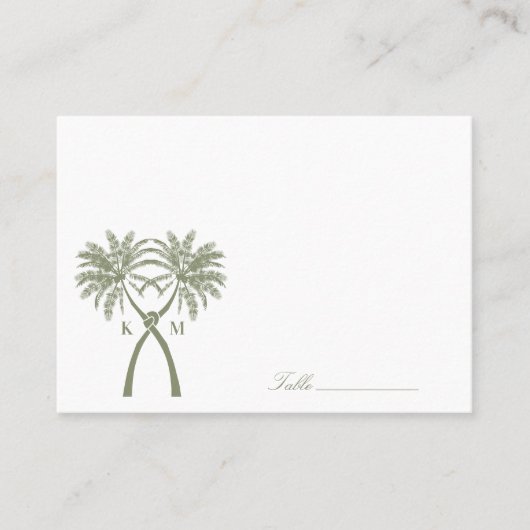 ノッテッドパームツリートロピカルデスティネーションウェディング プレイスカード (正面)
