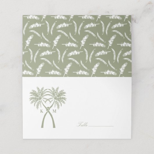 ノッテッドパームツリートロピカルデスティネーションウェディング プレイスカード (外部開封)