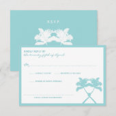 ノッテッドパームツリートロピカルデスティネーションウェディング 出欠カード (正面/裏面)