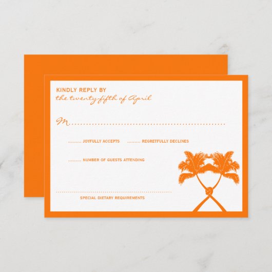 ノッテッドパームツリートロピカルデスティネーションウェディング 出欠カード (正面/裏面)