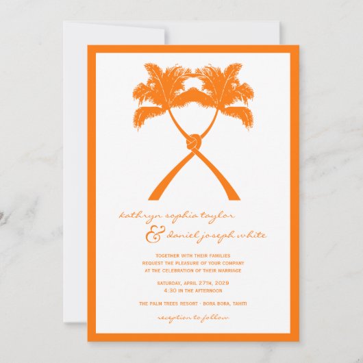 ノッテッドパームツリートロピカルデスティネーションウェディング 招待状 (正面)