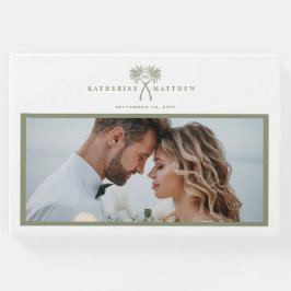 ノッテッドパームツリートロピカル結婚の歓迎サイン ゲストブック