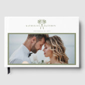 ノッテッドパームツリートロピカル結婚の歓迎サイン ゲストブック (正面)