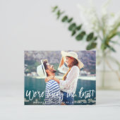 ノットを結ぶモダン日付ブラシスクリプトの保存 ポストカード (スタンド正面)