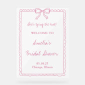 ノットピンクボウ ブライダルシャワー ウェルカムサイン アクリルサイン (正面)