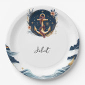 ノットボートシップ海軍ブルー航海のブライダルシャワー ペーパープレート (正面)