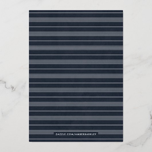 ノット図解入りの、写真付きの結婚式招待状 – ネイビー 箔招待状 (裏面)