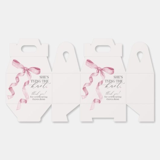ノット ピンクのブライダルシャワーの贈り物 フェイバーボックス (見開き)