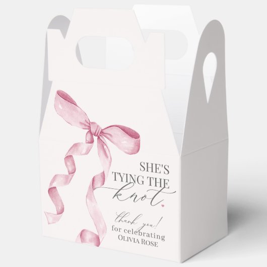 ノット ピンクのブライダルシャワーの贈り物 フェイバーボックス (見開き)
