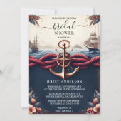 @ノット ボート シップ ネイビー ブルー 航海 ブライダル シャワー 招待状 (正面)