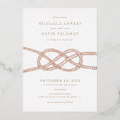 ノッ図解入りの、写真付きのト結婚式招待状 – タン 箔招待状 (正面)