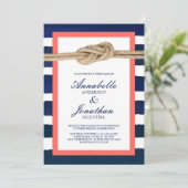 ノッ航海のトコーラル&ネイビーストライプズ結婚ズ 招待状 (スタンド正面)