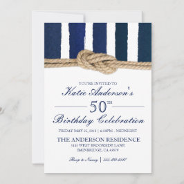 ノッ航海のトネイビーストライプ誕生日招待状 招待状