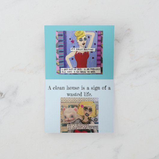 ノテカード – 清潔な家は無駄な人生の兆候である カード (内部)