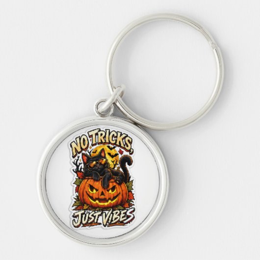 ノトリ ノーバイブス ハロウィン 黒猫 キーチェーン (正面)