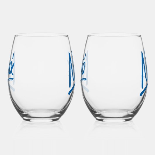 ノナとノノノギリシャ女神ゴッドファーザー青 ステムなしワイングラス (左)