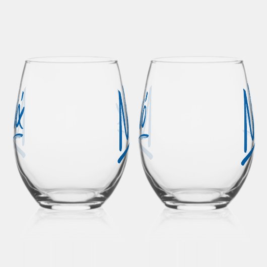 ノナとノノノギリシャ女神ゴッドファーザー青 ステムなしワイングラス (右)