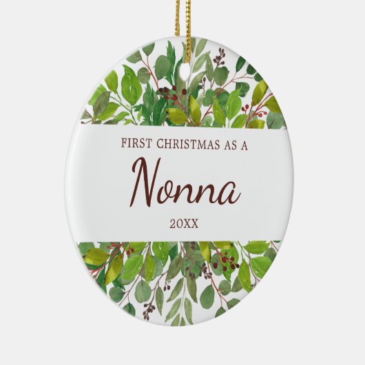 ノナパーソナライズされたとしての緑の初めてのクリスマス セラミックオーナメント (右)