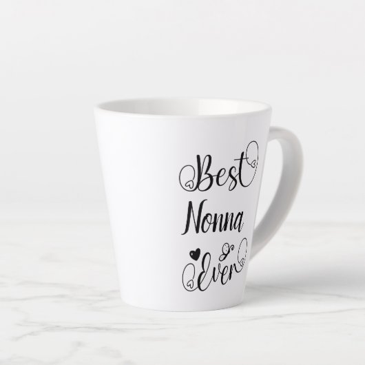 ノナ最高のエバータイポグラフィかわいい筆記体 カフェラテマグ (右アングル)