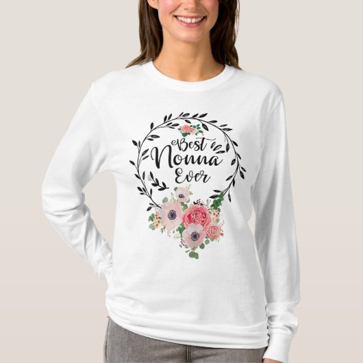ノナ最高のエバーフローラデコレーション祖母 Tシャツ (正面)