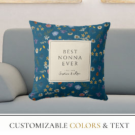 ノナ最高のーエバーフローリーティール（緑がかった色）ワイルドフラワーキュート クッション