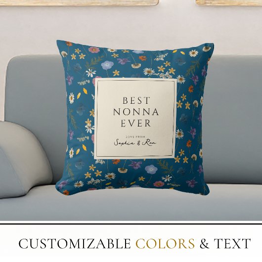 ノナ最高のーエバーフローリーティール（緑がかった色）ワイルドフラワーキュート クッション