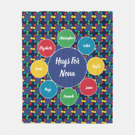 ノナ祖母の孫ファミリーハグズモノグラム フリースブランケット