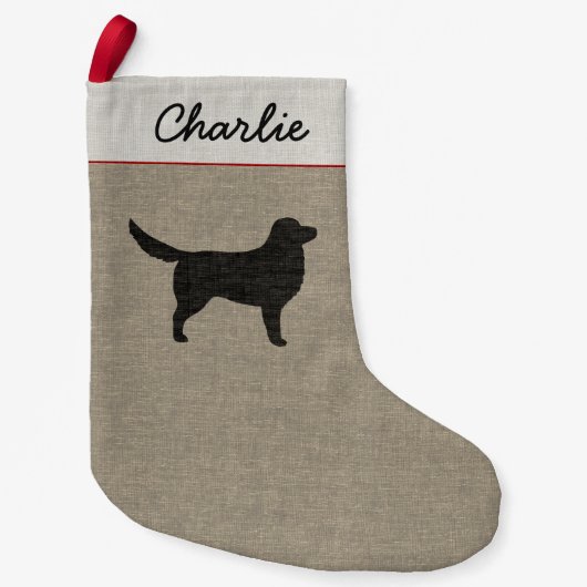 ノバスコシアのアヒルの鳴るレトリーバーのシルエット スモールクリスマスストッキング (正面)