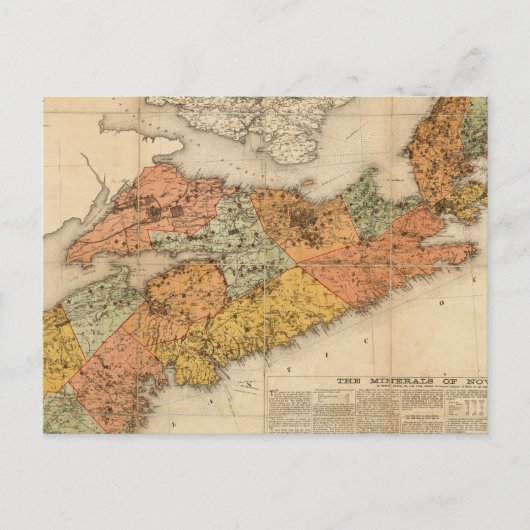 ノバスコシアの教会の鉱物地図 ポストカード (正面)